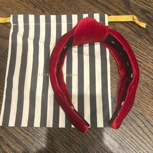 Lele Sadoughi Cherry Red Velvet Knotted Headband